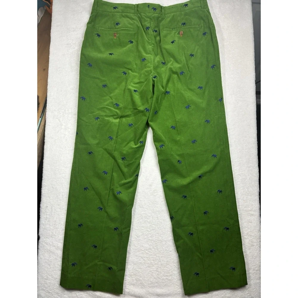 Lilly Pulitzer Via Palm Beach Corduroy Green Pant Men's Size 36 Elephants